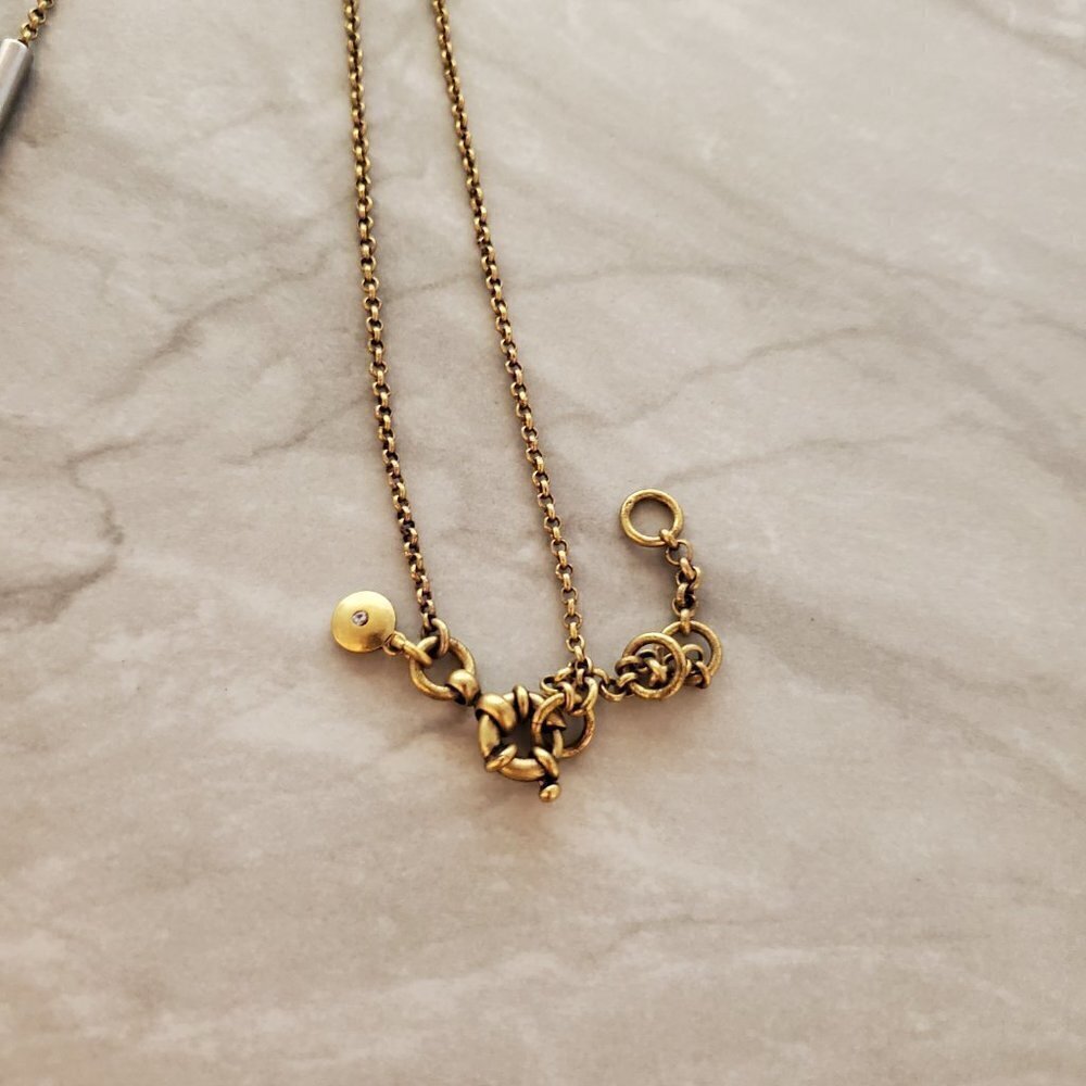 💖 J.Crew Antiqued Silver Gold Long Beaded Necklace 💖 - Picture 6 of 9